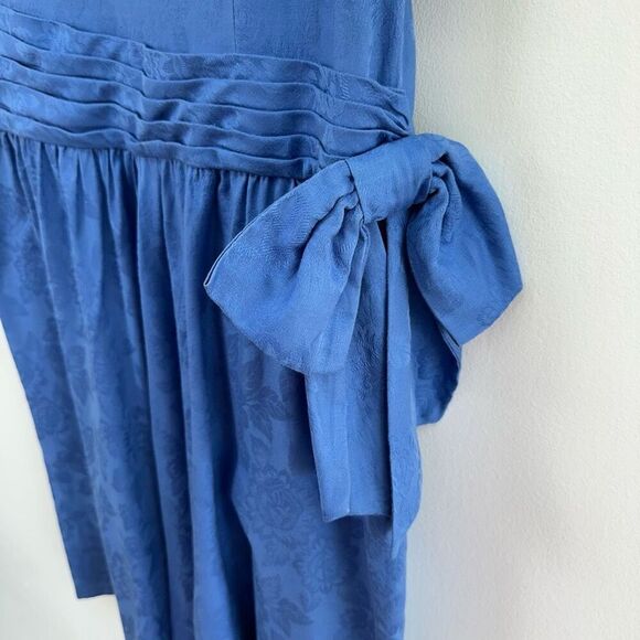 Jane Schaffhausen Belle France Women’s 80s Jacquard Drop Waist Steel Cornflower - Picture 11 of 15